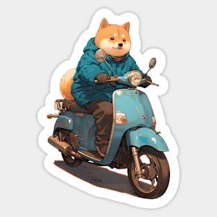 Cool dog riding motorbike Sticker